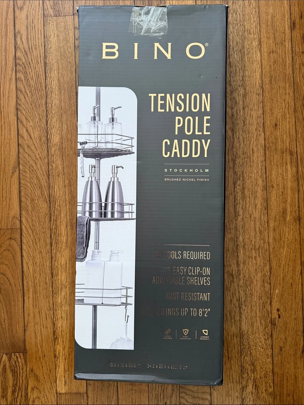 BINO Tension Pole Caddy in Brushed Nickel